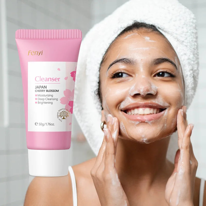 Japanese Cherry Blossom or Vitamin C Facial Cleanser Skin Cleansing Moisturizing Blackhead Remove Skincare Face Wash Foam Face