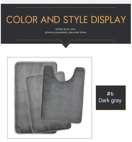 Three Piece Toilet, Bath Floor Mat, Shower Mat, Bath Absorbent Mat, Non Slip Carpet, Soft and Comfortable, Laundry Room.