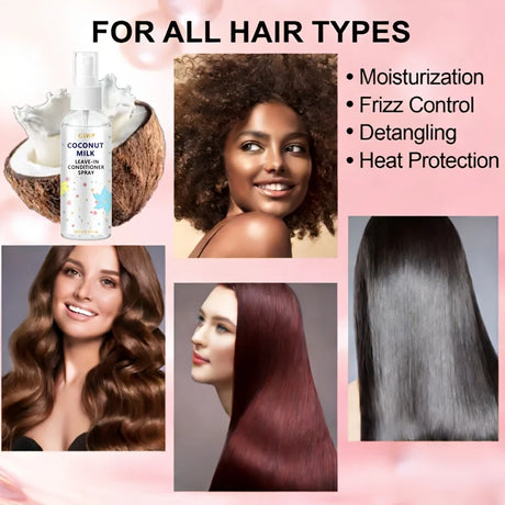 GSWP Coconut Milk Leave-In Conditioner Spray Long-Lasting Fragrance, Oil Control, and Volume, Deep Nourishment. 100/200ml