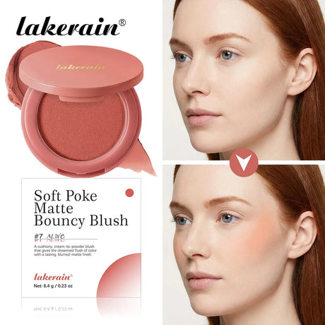 Lakerain Soft Poke Matte Blush Fresh Silky-smooth Skin Finish Long Lasting Luminosity Moisturizing Natural Matte Bouncy Blusher