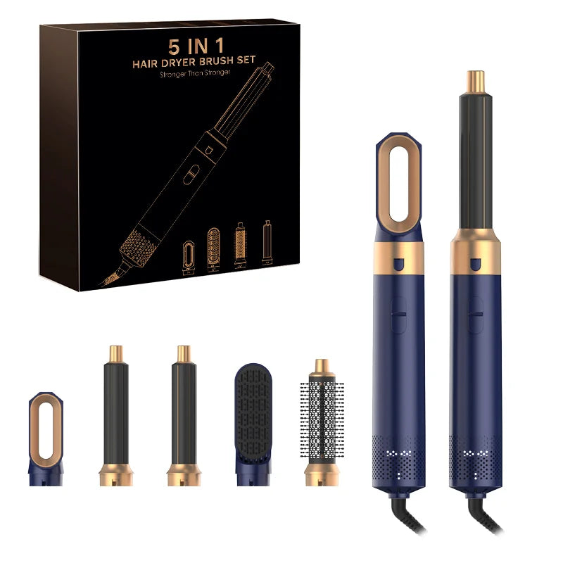 5 in 1 Hair Styler Powerful Fast Drying Ionic Hair Dryer High Speed Hot Comb Brush Set Professional Hair Straightener