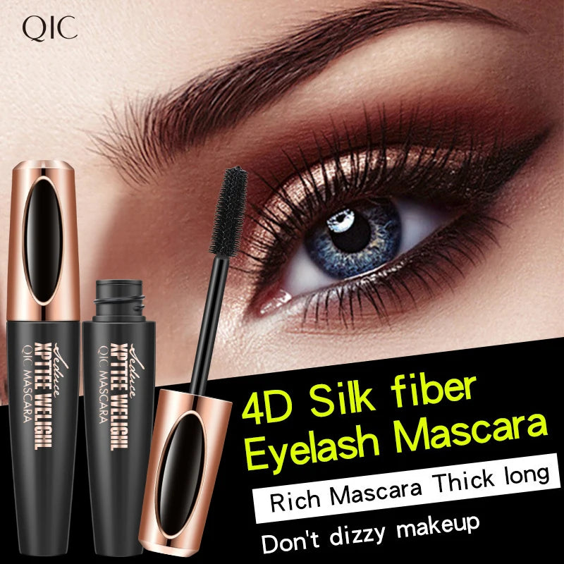 Black 4D Fiber Mascara Thick Lengthening Volumizing Waterproof Sweatproof Long Lasting Eyelash Extension Eye Makeup Cosmetics