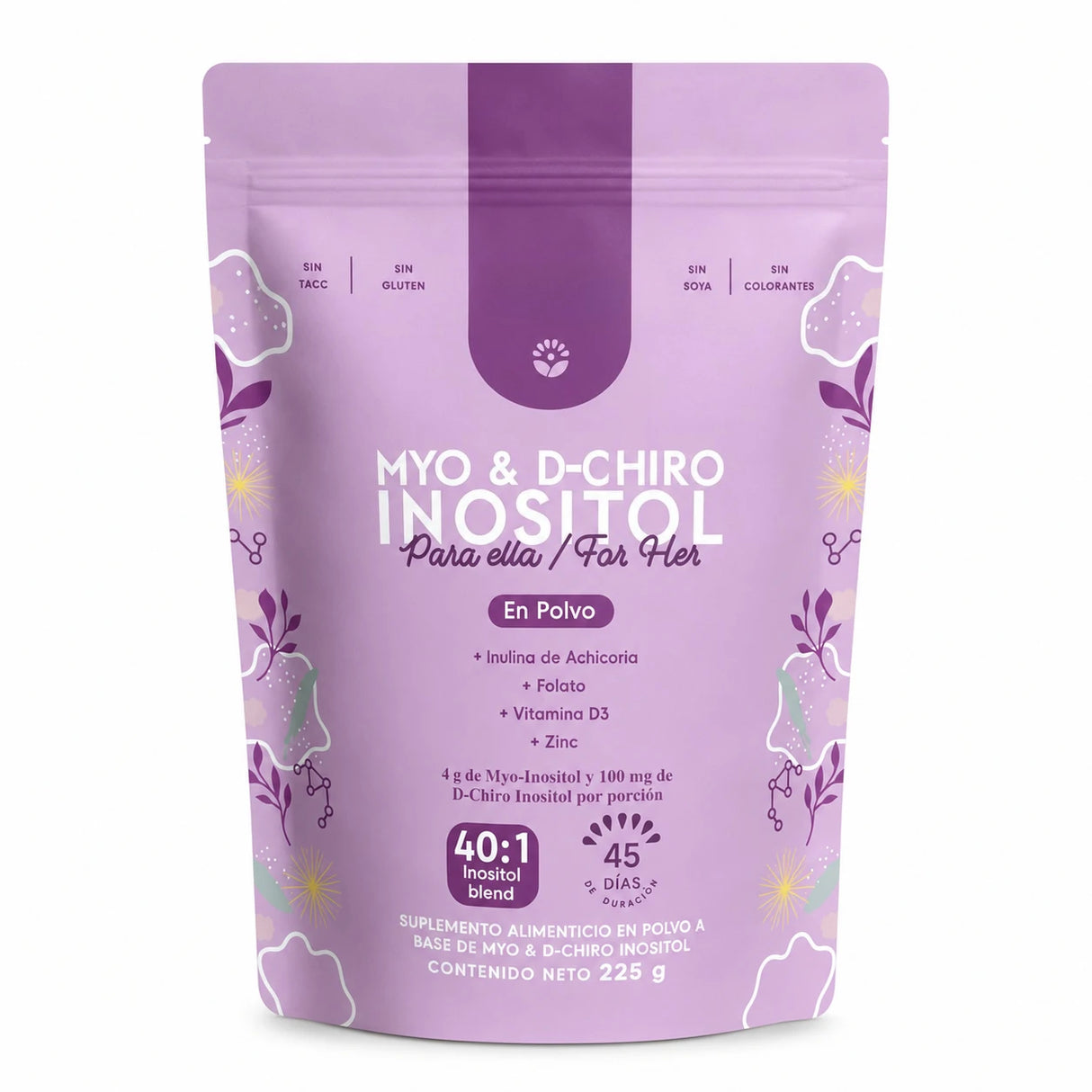 Myo & D-Chiro Inositol Powder 40:1 Mix Supplement Support Women's Daily Health with Folate,Vitamin D3 & Zinc Nutritional Formula