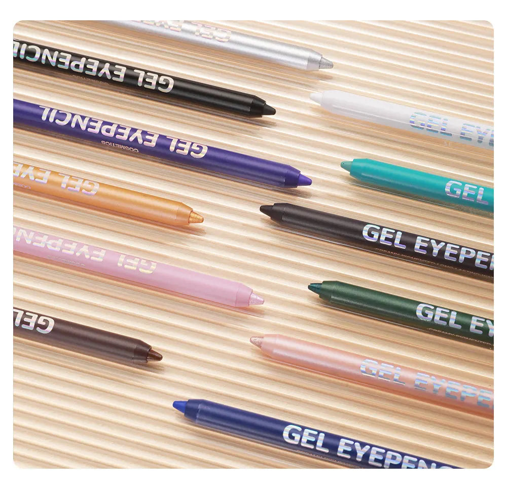 12 Colors Shine Pearlescent Eyeliner Pencil Waterproof Lasting Matte White Black Brown Smooth and Easy To Color Eyeliner Gel Pen