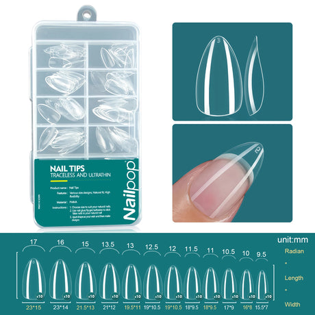 Nailpop 120pcs/box Gel X Nail Tips Medium Short Shape Almond/Square/Soft Gel Nail Tips False Nails Soak Off Easy Nail Extensions