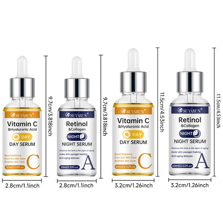 SUYARUN Day Vitamin C Night Retinol Serum - Brightening & Anti-Aging | 2-in-1 Formula for Skin Repair | All Skin Types.