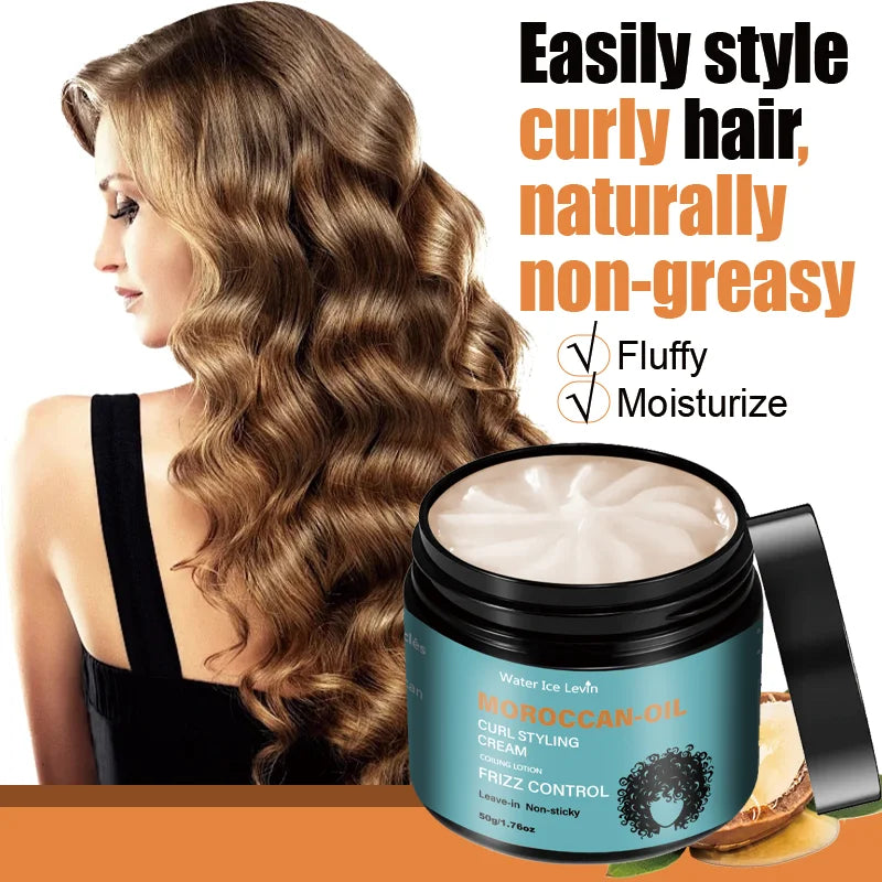 Non Sticky Leave In Curl Lotion Moroccan Oil Formula Shine Boost Maintain Bounce Nourish Dry Hair Tips Daily Curly Hair Care 50g
