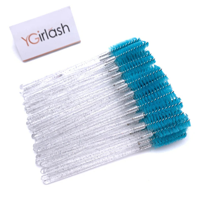 YGirlash 50Pcs Lash Swans Crystal Eyelash Applicator Disposable Diamond Handle Nylon Mascara Wands Brush Cosmetic Tools