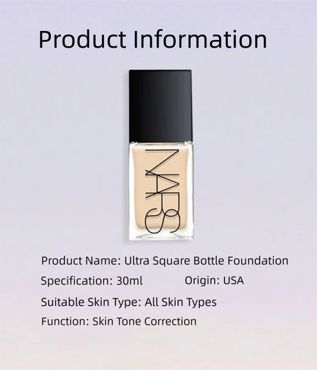NARS Square Bottle Natural Radiant Longwear Foundation - Multi-Recovery Complex, Hydrating Antioxidant, L0/L2/L2.5 Shades 30ml