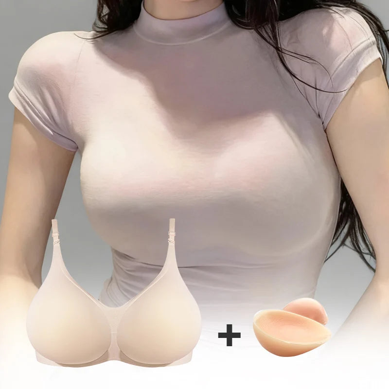 LERVANLA Silicone Breasts Pads Forms Pads Chest Women's Fake Boobs Enhancement Magnify Underwear 2-in-1Breast Becomes Big