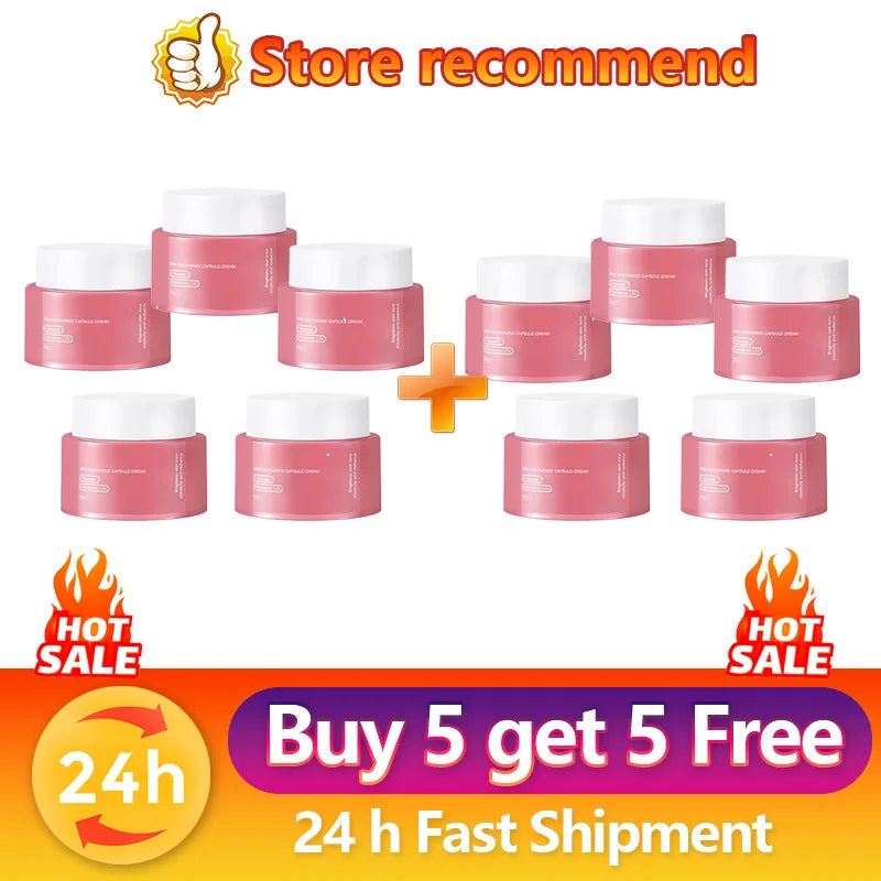 Niacinamide Collagen PDRN Face Cream - Korean Pink Capsule Moisturizer, Non Greasy & Brightening for Uneven Skin Tone
