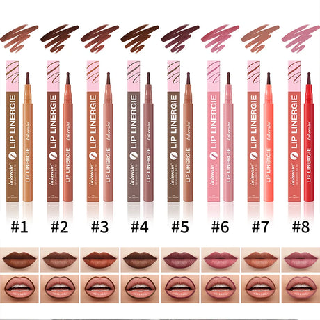 Waterproof Lip Liner Stain Lip Lingerie Long Lasting 8 Colors Transfer Proof Smudge Resistant Color No Bleed Formula Cosmetics