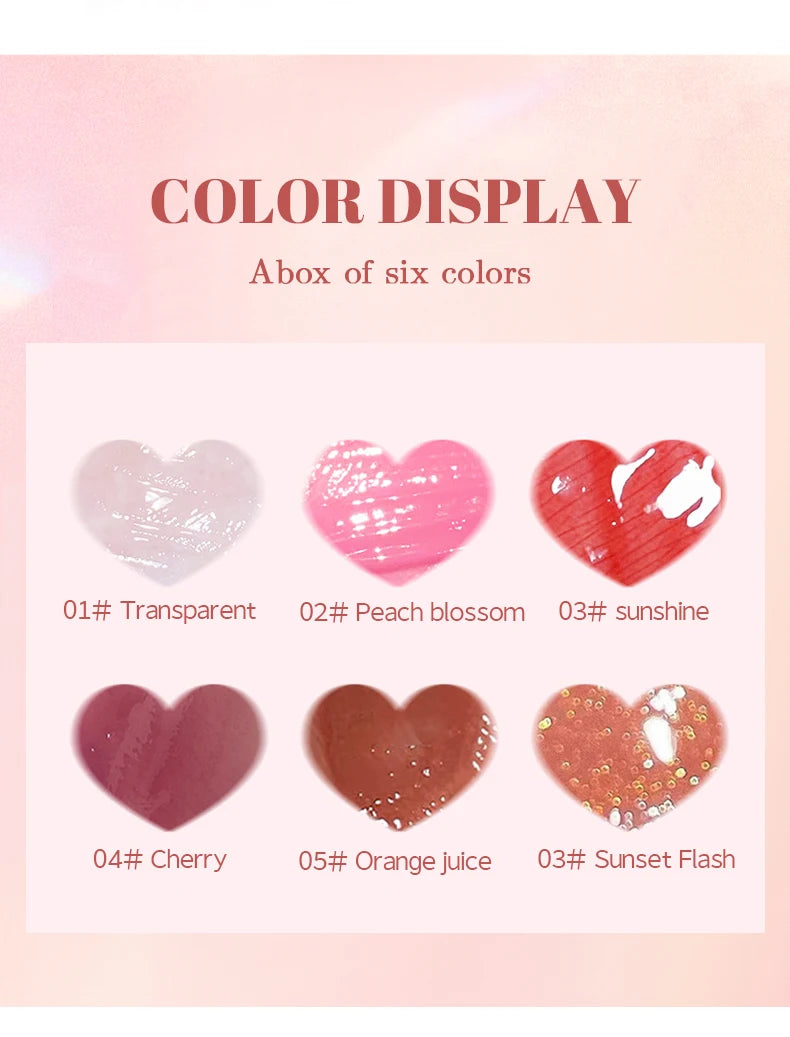6pcs/set Small bottle Hydrating Jelly Lip Oil long-lasting Moisturizing smooth shimmering Lip Hydrating Liquid