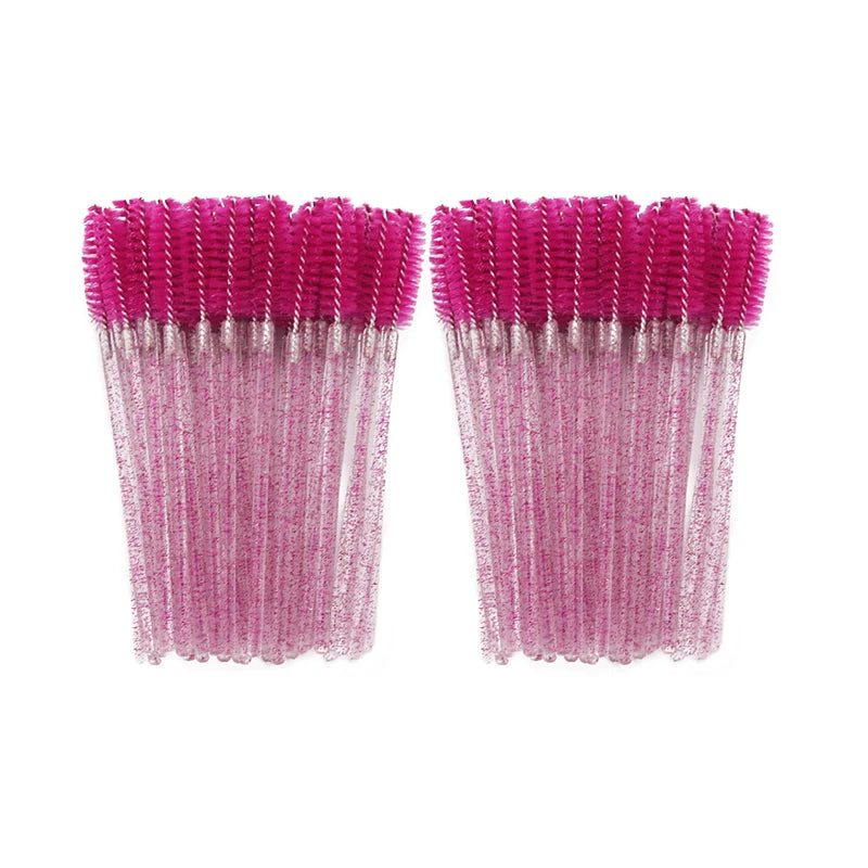 ANNAFRIS 50Pcs Disposable Eyelash Brush Soft Head Crystal Eyebrow Brush Lash Extension Brush Mascara Wand Makeup Tool