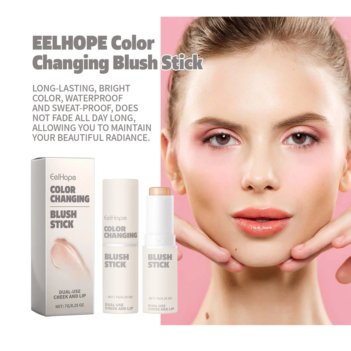 Color Change Blush Stick Tinted Moisturizing Long-Lasting Lip Cheek Eye Lightweight Cream Multi Stick Makeup Contour Cosmetics