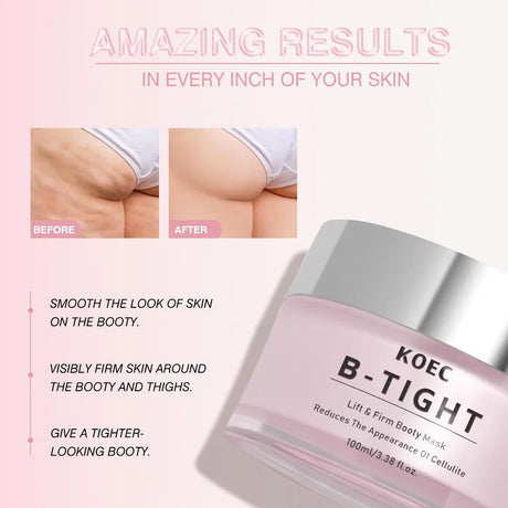 Butt TIGHT Lift Firm Cream - Tighten and Firm Booty, Reduce Loose and Crepey Skin, Firmness, Reduce Cellulite Appearance 100 ml