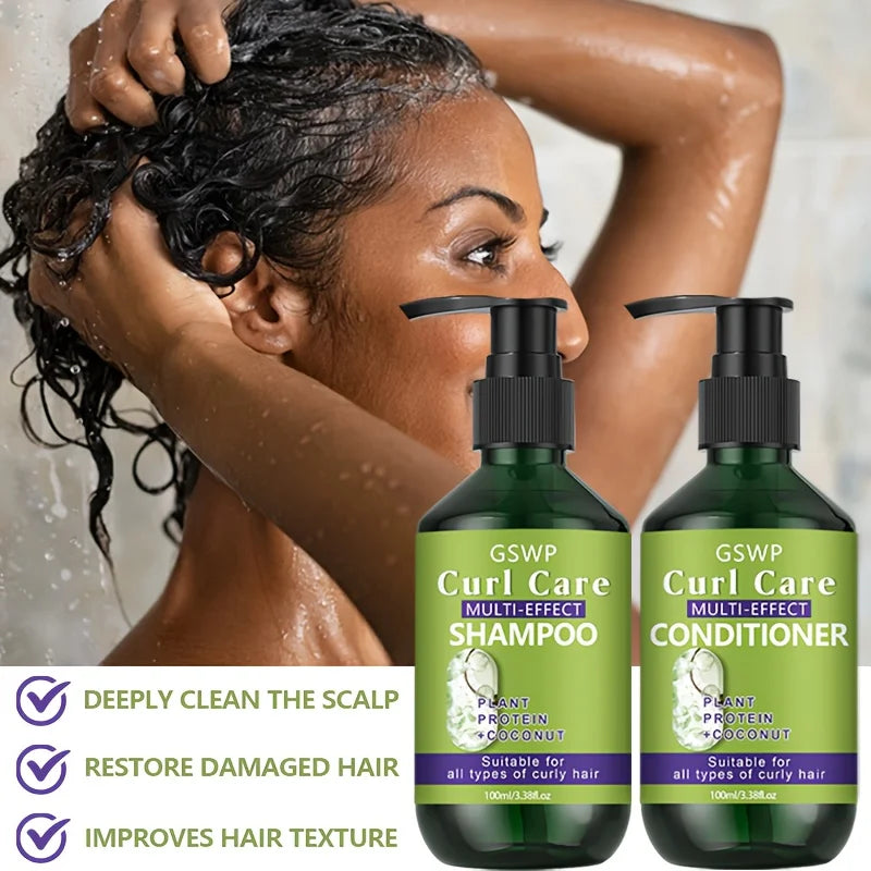 GSWP Curly Hair Care Shampoo and Conditioner Set, Is Moisturizing Properties and Deeply Nourishes and Cares for Curly Hair.200ml