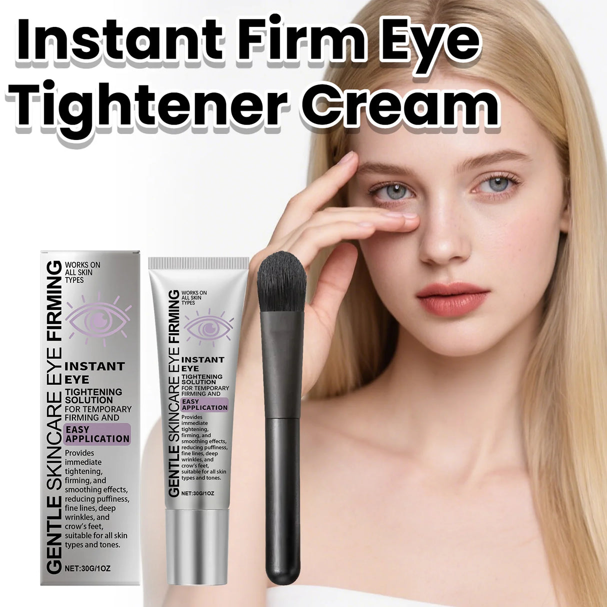 Instant Eye Care Cream With Brush Lasting Moisturizing Firming Smoothing Fine Lines Anti-Aging Eye Bag Removal Skin Care