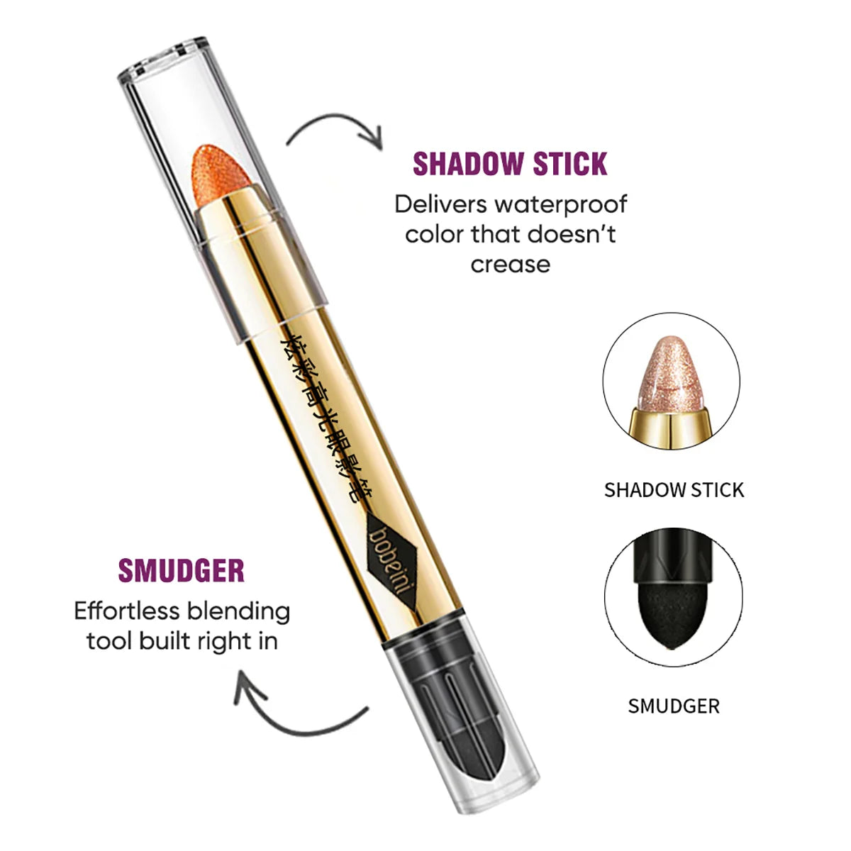 Dual-ended highlighter eyeshadow pencil pearlescent,delicate,shimmering, brightening,long-lasting,non-smudging eyeshadow stick