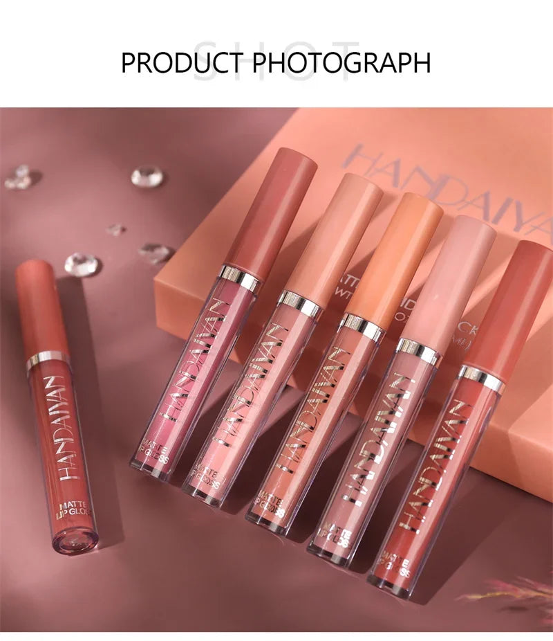 HANDAIYAN 1/6 PCS Lipstick Set Make-up for Women Non Stick Cup Waterproof Long Lasting Cosmetics Korean Makeup Matte Lipstick
