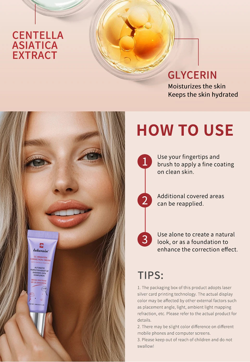 CC Cream Color Changing Liquid Foundation Centella Korean High Coverage Foundation Foundation Cream for Face Base Makeup
