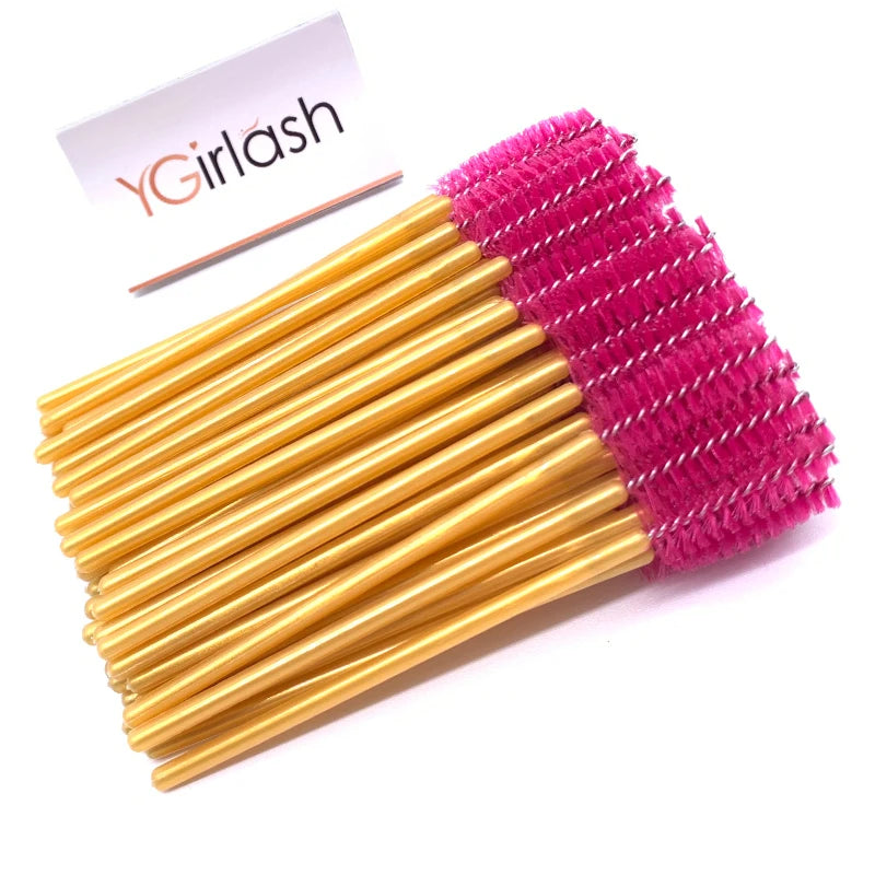 YGirlash 50Pcs Lash Swans Crystal Eyelash Applicator Disposable Diamond Handle Nylon Mascara Wands Brush Cosmetic Tools