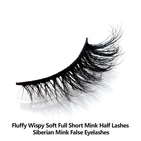 Half Lashes Mink Eyelashes Fluffy Soft False Eyelashes Wispy Cross Mink Eye Lashes Natural Short Mink Eyelash Extension Makeup