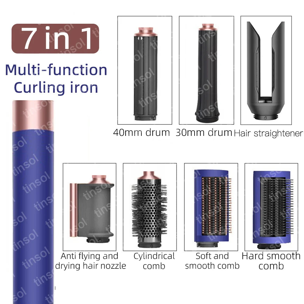 TINSOL 7 in 1 Multi-Function Hair Dryer & Styling Tool Automatic Curling Set 1300W Straightener Professional Salon Hair Dryer
