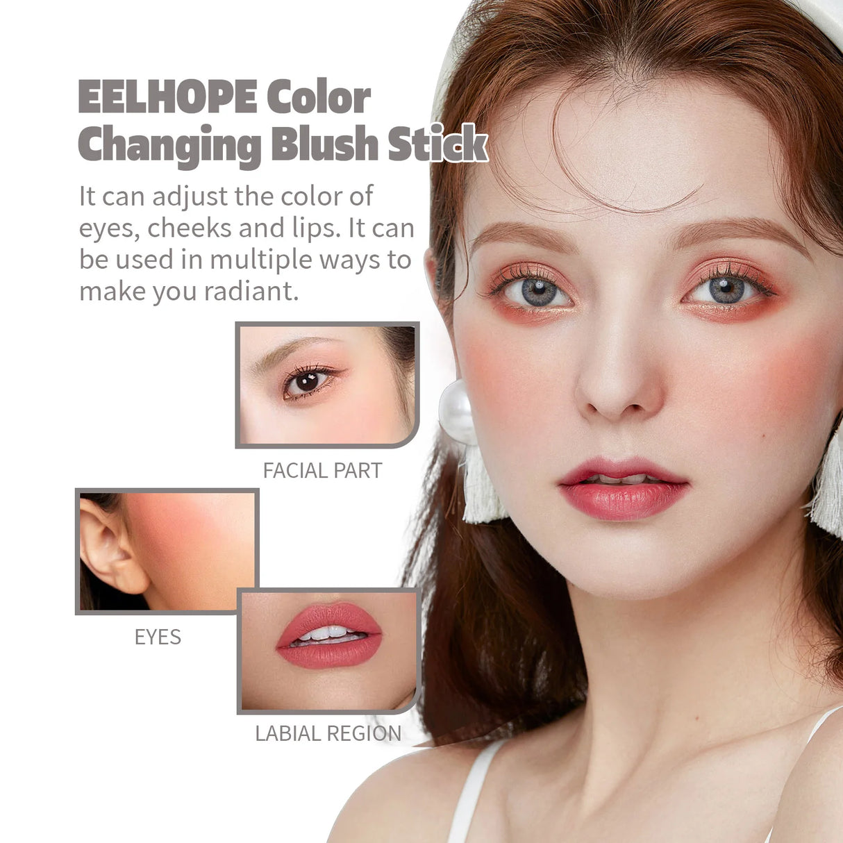 Color Change Blush Stick Tinted Moisturizing Long-Lasting Lip Cheek Eye Lightweight Cream Multi Stick Makeup Contour Cosmetics