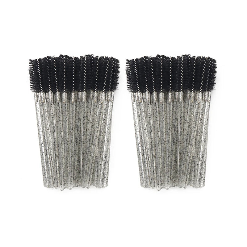 ANNAFRIS 50Pcs Disposable Eyelash Brush Soft Head Crystal Eyebrow Brush Lash Extension Brush Mascara Wand Makeup Tool