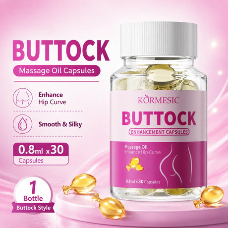 Breast Buttock Enlargement Massage Oil Capsules, Women Body Curve Enhancer, Hip Breast Firming Plumping Serum, Fuller Shape 30pc