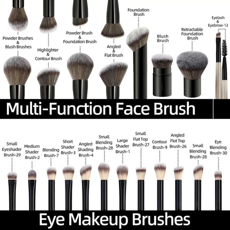 20pcs/set Pro Makeup Brushes Double Ended Foundation Concealers Blush Eye Shadows Brush for Liquid Cream Powder Blending