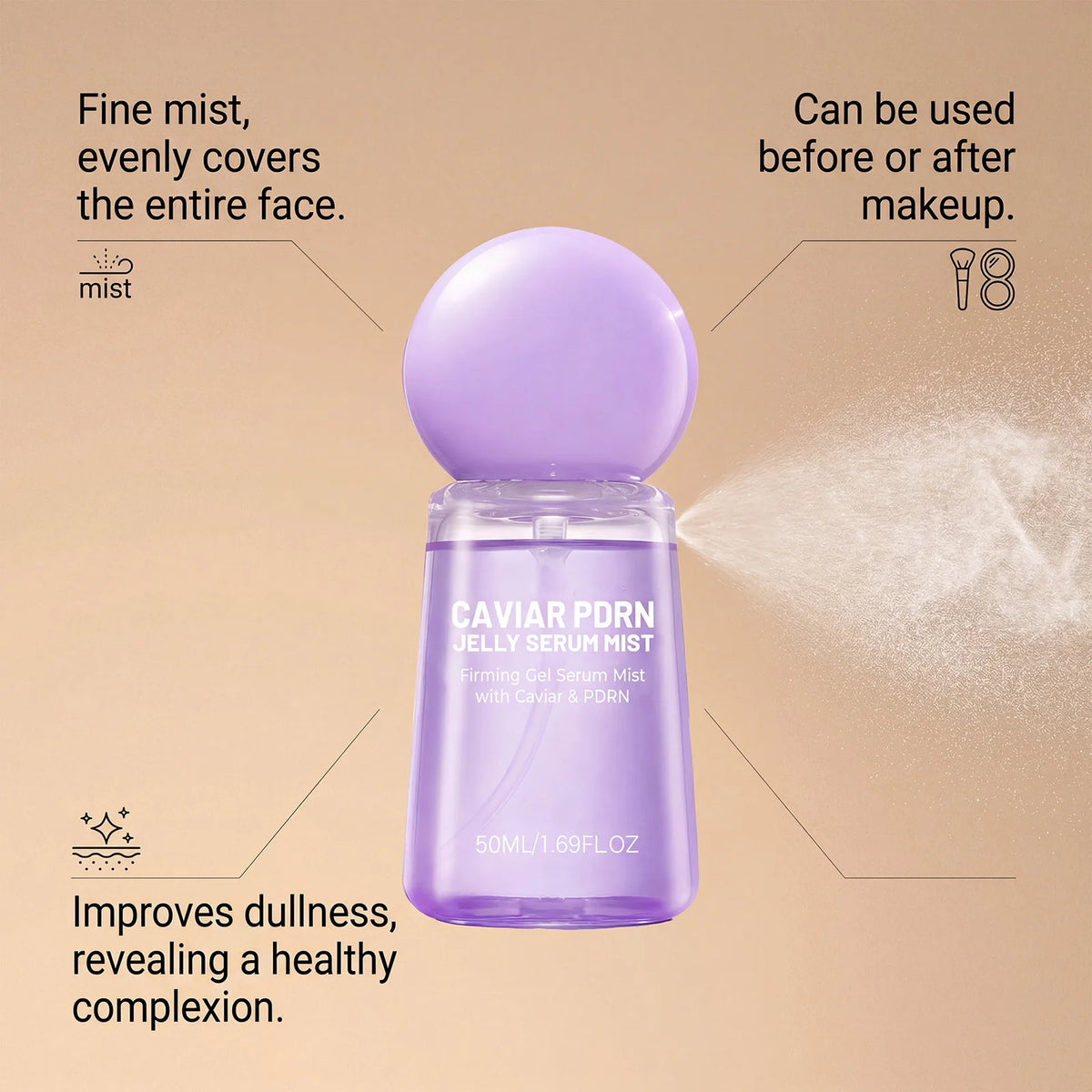Collagen Peptide Jelly Serum Mist Caviar Pdrn Essence Spray Smooth Dry Moisturizing Brighten Firm Fade Pore Nourishing Face Care