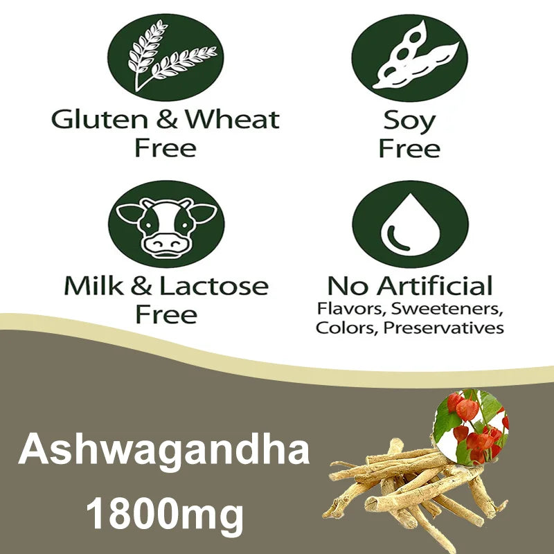 Ashwagandha Capsules Support Antioxidant Lipid-lowering Stress-relief Improve Sleep Enhance Immunity Increase Energy and Focus