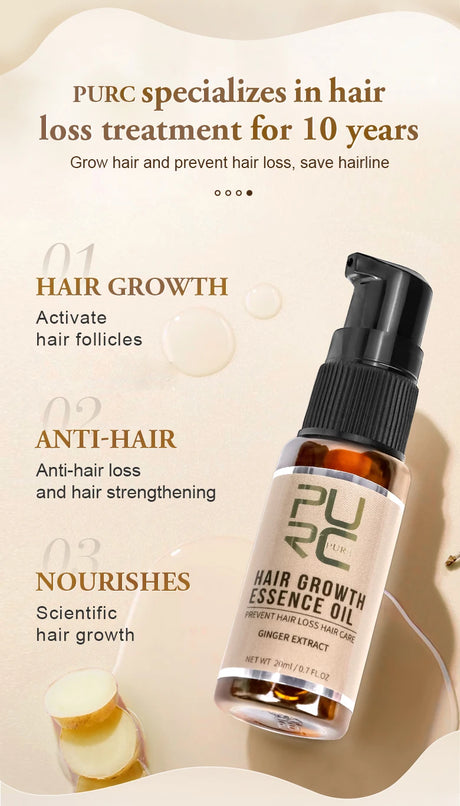 PURC Hair Shampoo Conditioner Hair Growth Oil Sets Smoothing Hair Loss Treatment Repair Damamged Nourish Hair Care Products