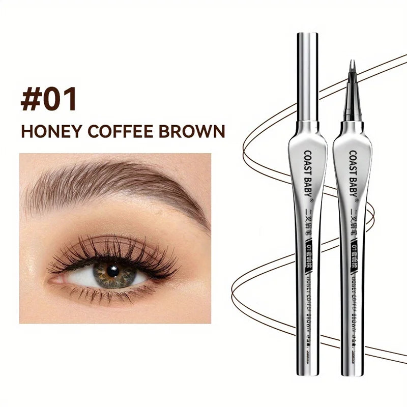 Natural Hair-Like Strokes Eyebrow Pen COAST BABY 2 Forks Tip Waterproof Long Lasting Smudge Proof Brow Pen