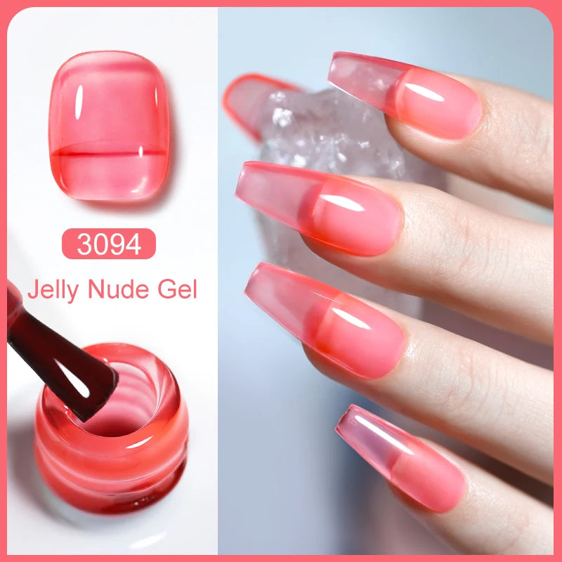 Clou Beaute Translucent Jelly Nude Pink Nail Gel Polish 15ml Vernis Semi Permanent Gel Colorful Varnish Nail Art Manicure Gel