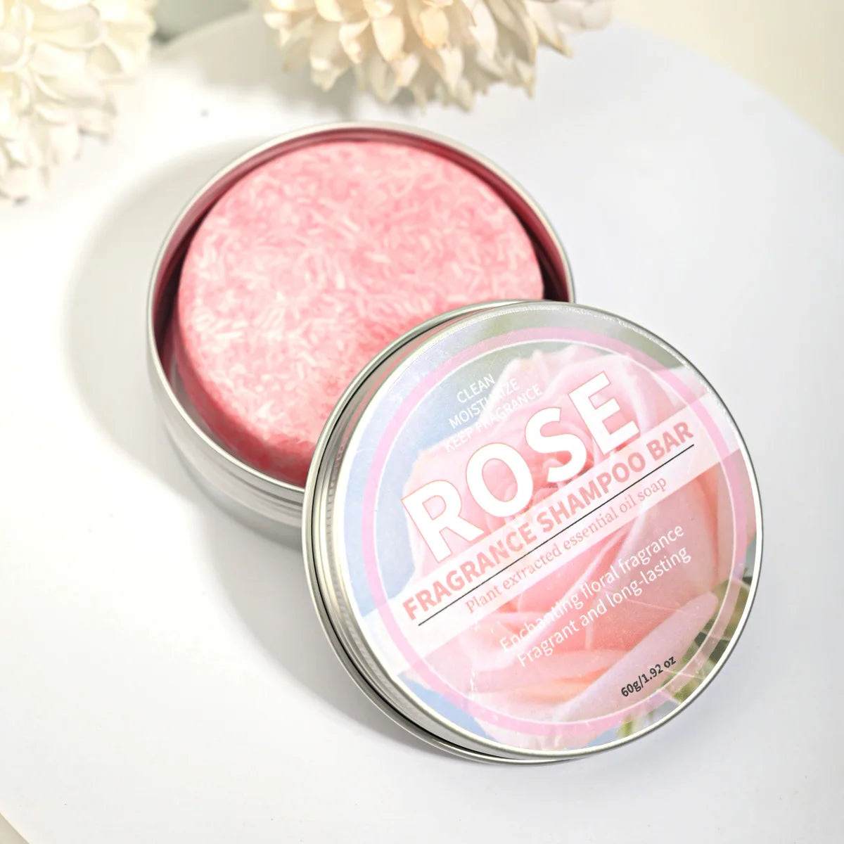 Pink Rose Essential Oil Shampoo Bar, Plant Extract Essence Deep Cleaning Hand Soap, Soft Shampoo and Hair Care Soap
