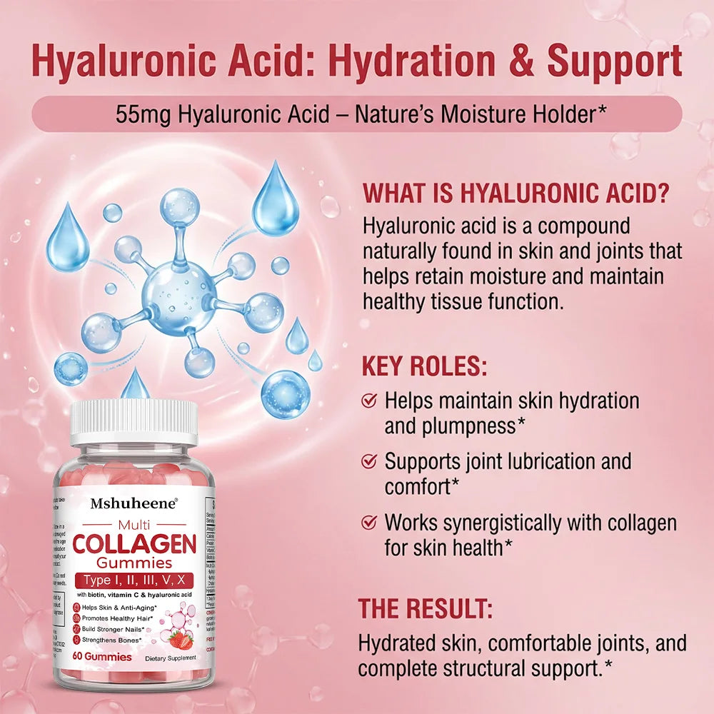Collagen Complex Gummies, with Biotin & Vitamin C, Supports Skin, Hair, Nail, Joint Wellness, Gut Health & Digestion, Anti-Aging
