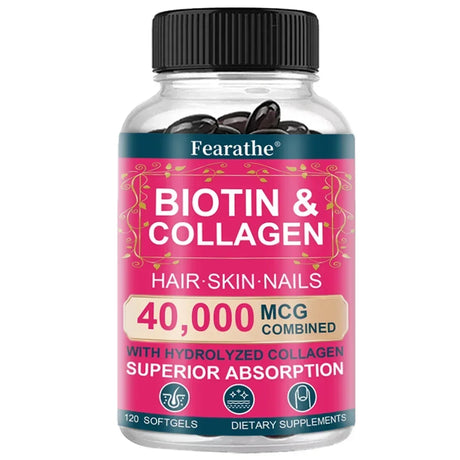Biotin 40000mcg with Collagen, Support Hair Growth, Strong Nails, Radiant Skin & Anti-Aging, Strong Joints for Men and Women