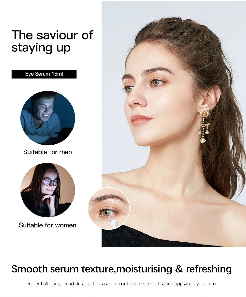 Anti-Wrinkle Eye Serum 5% Caffeine Eye Cream Eye Roller Ball Cream For Dark Circles Fades Fine Lines Remove Eye Bags 15ml