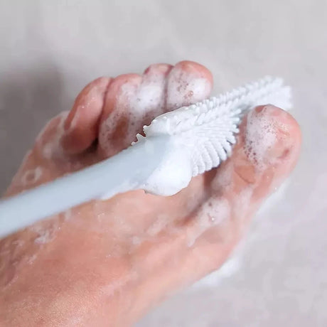 Long Handled Toe Gaps Cleaning Brush Super Soft Silicone Foot Scrubber Exfoliating Brush Foot Wash Brush For Shower