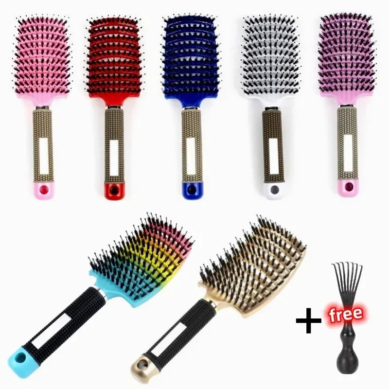 Hair Brush Exfoliating Hair Brush Bristle Women's Wet Curly Hair Comb Salon Hair Styling Tool,Special for Real Hair Wigs