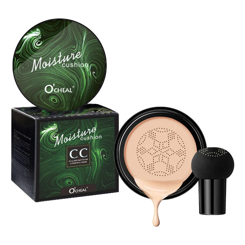 Ocheal BB Cream Air Cushion Compact Make Up Foundation Concealer Cream for Face Cosmetics Makeup Mushroom Head Puff