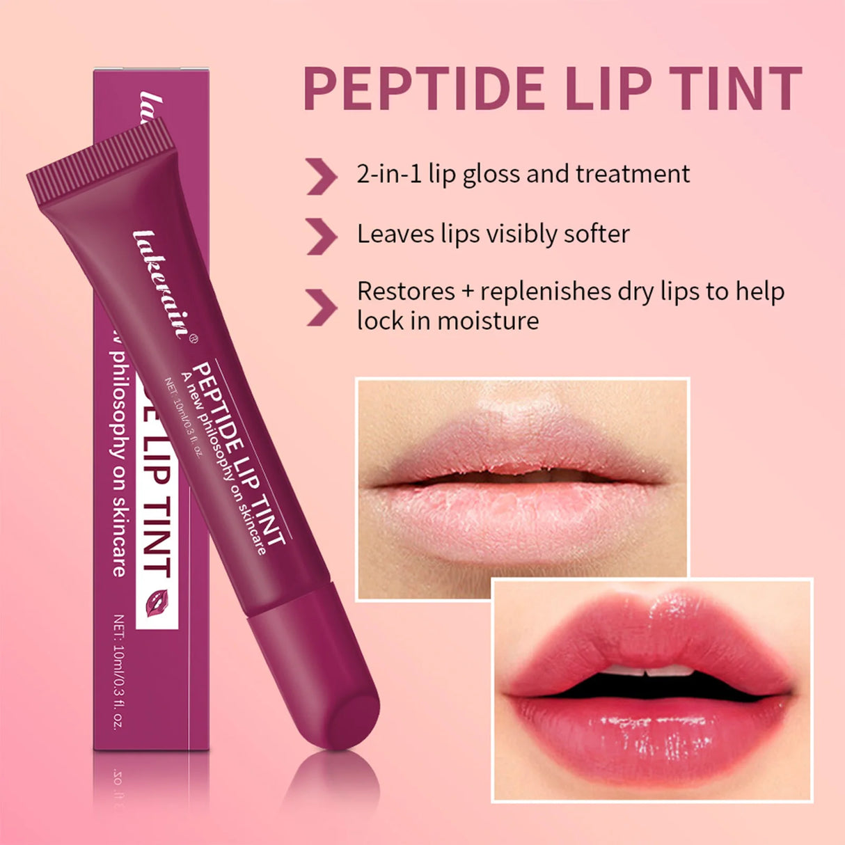 10ml Peptide Lip Mask Gel Moisturizing Lip Treatment Soften Dry Flaky Lips Lipstick Base Primer Nourishing Lip Cream Daily Lip Care Cosmetic For Women Girls
