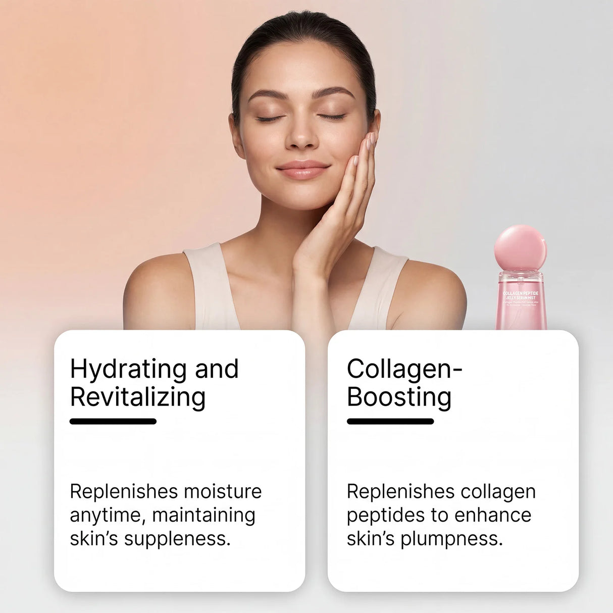 2026 New Collagen Peptide Jelly Serum Mist Hydrating Face Spray Plumping Smoothing Brighten Firming Moisturizing Glow Skin 50ml