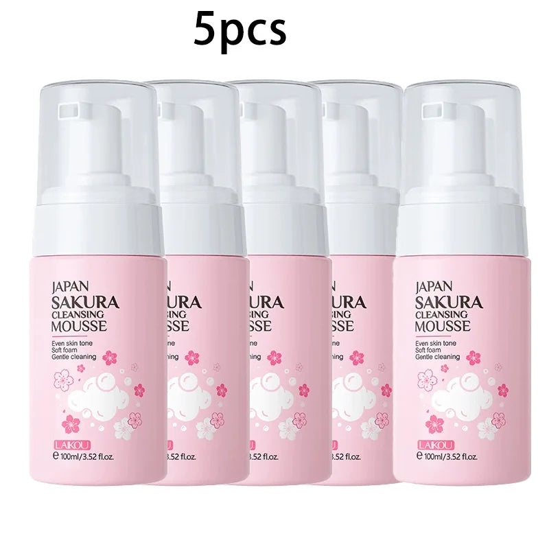 LAlKOU Japan Sakura Cleansing Mousse Facial Cleanser Shrink Pores Deep Clean Oil Control Moisturizing Skin Care 100ml
