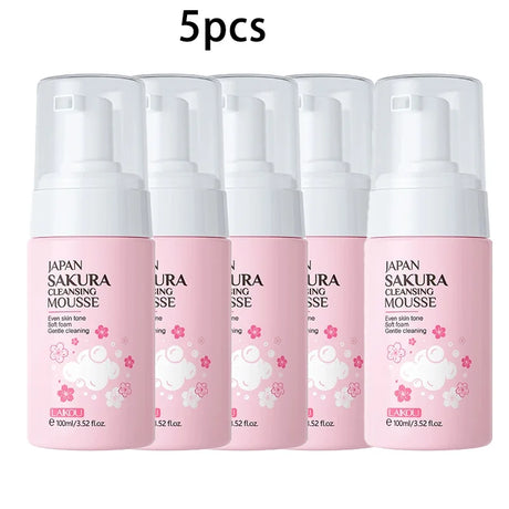 LAlKOU Japan Sakura Cleansing Mousse Facial Cleanser Shrink Pores Deep Clean Oil Control Moisturizing Skin Care 100ml
