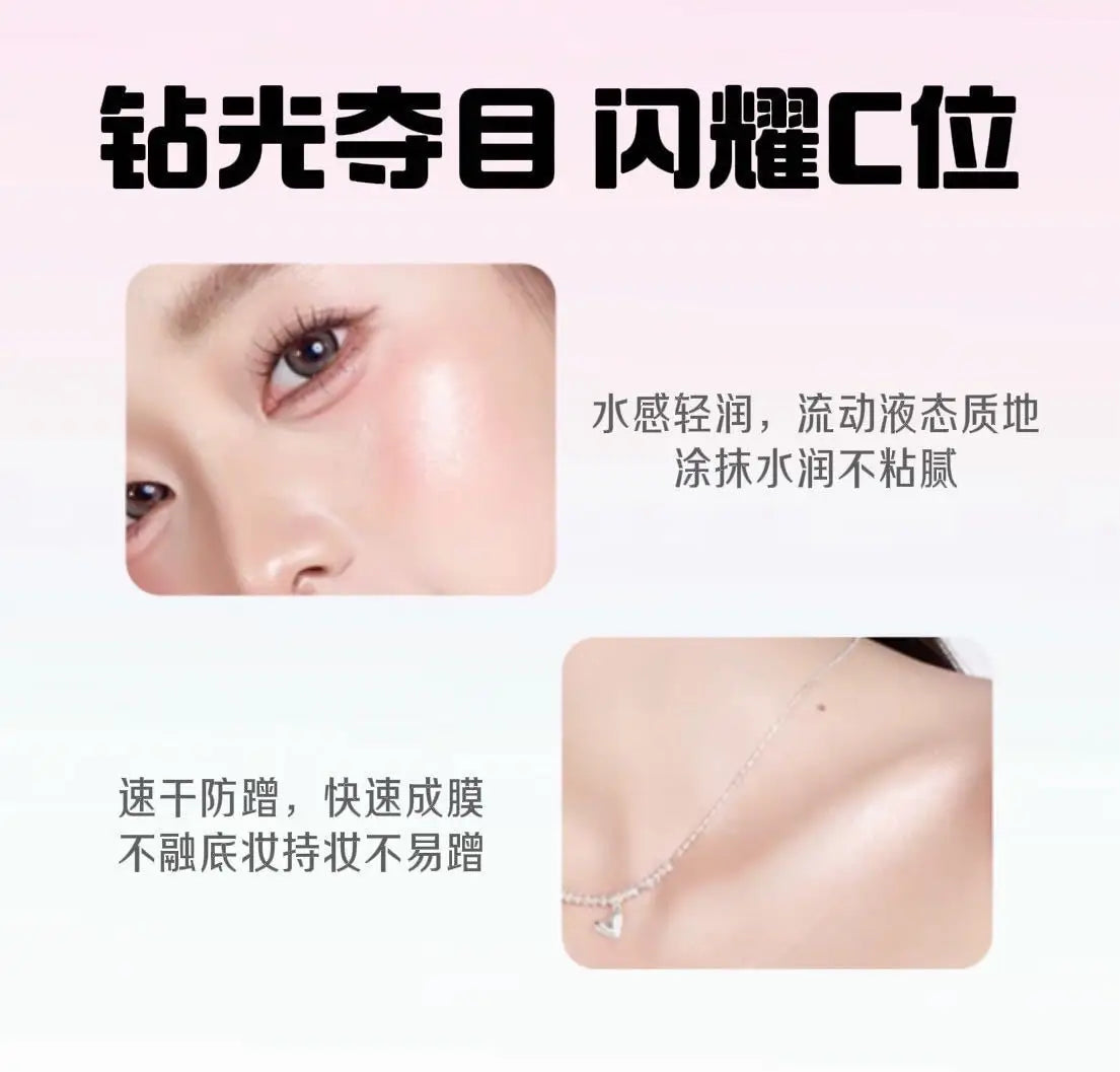 Diamond Ball Liquid Highlighter Flash Gloss Long Lasting Waterproof Glitter Brightening Makeup for Beach Hoilday Face Body