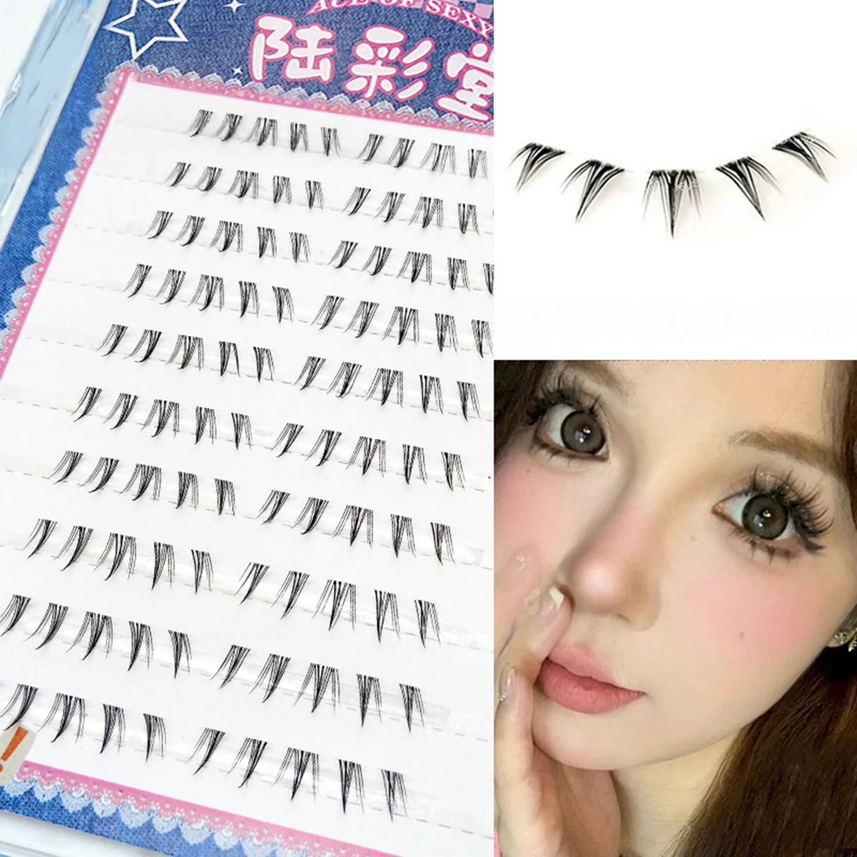6-7mm ACE Dense Cat Korean Lower Eyelashes Air Fairy Fake Eyelash Segmented Natural Under Lashes Extension Manga Eye Makeup Tool